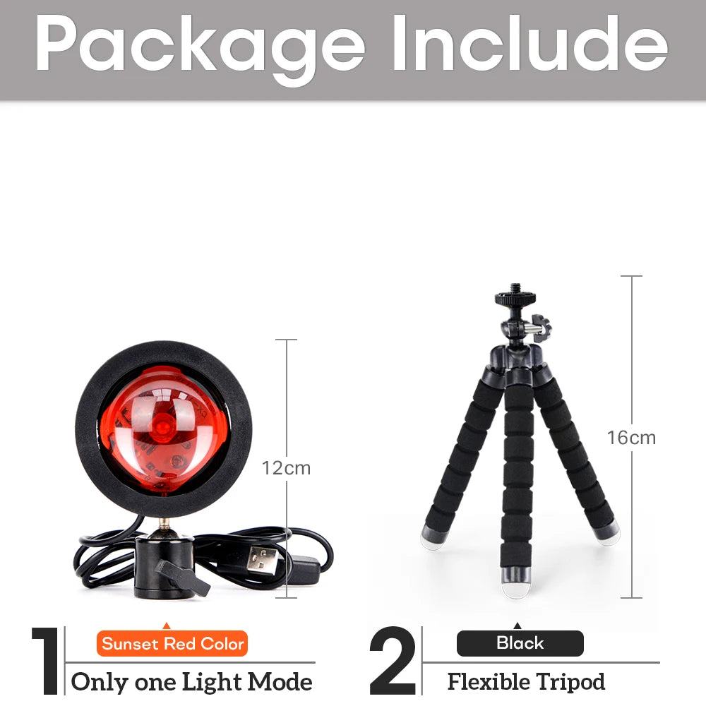 USB Sunset Lamp Rainbow Set For Bedroom Home Tiktok Led Atmosphere Decoration Night Light With Tripod Photographic Lighting