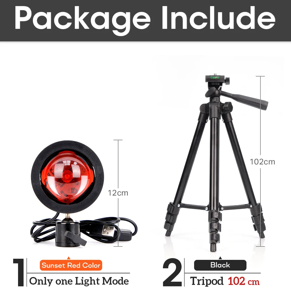 USB Sunset Lamp Rainbow Set For Bedroom Home Tiktok Led Atmosphere Decoration Night Light With Tripod Photographic Lighting
