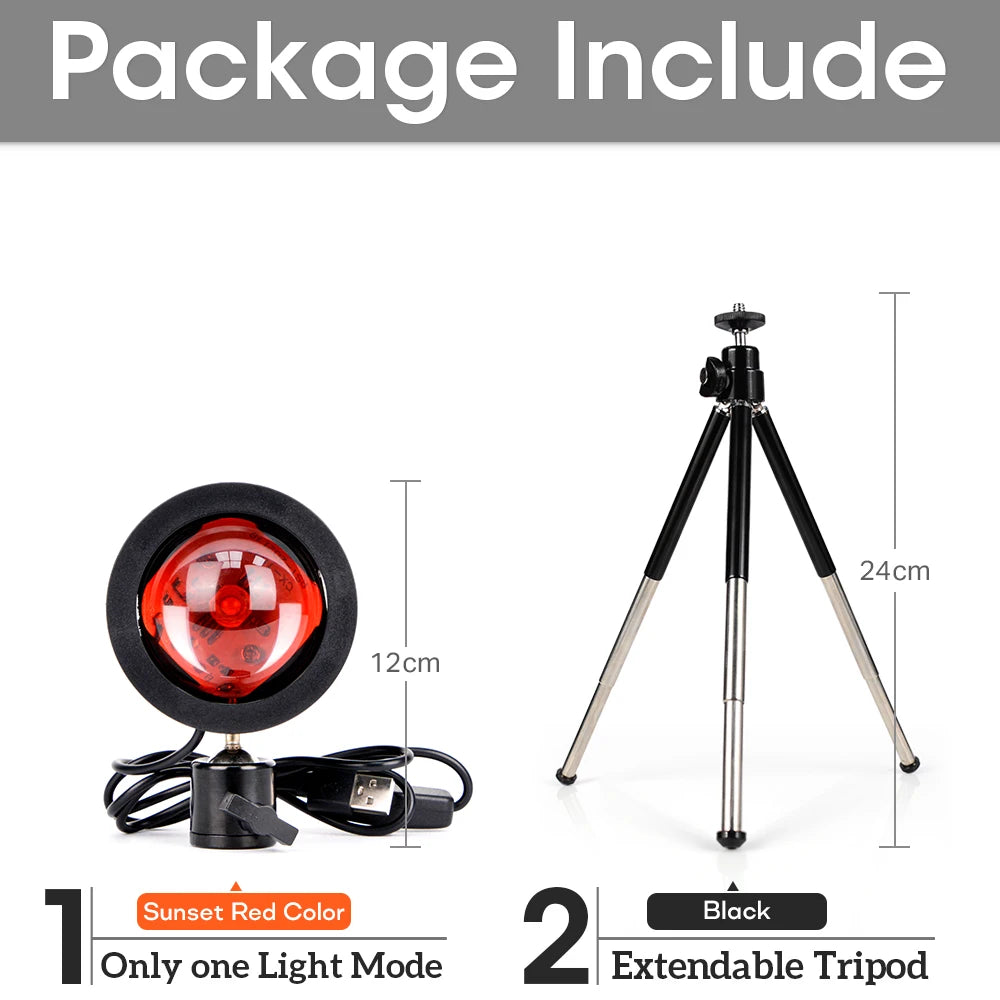 USB Sunset Lamp Rainbow Set For Bedroom Home Tiktok Led Atmosphere Decoration Night Light With Tripod Photographic Lighting