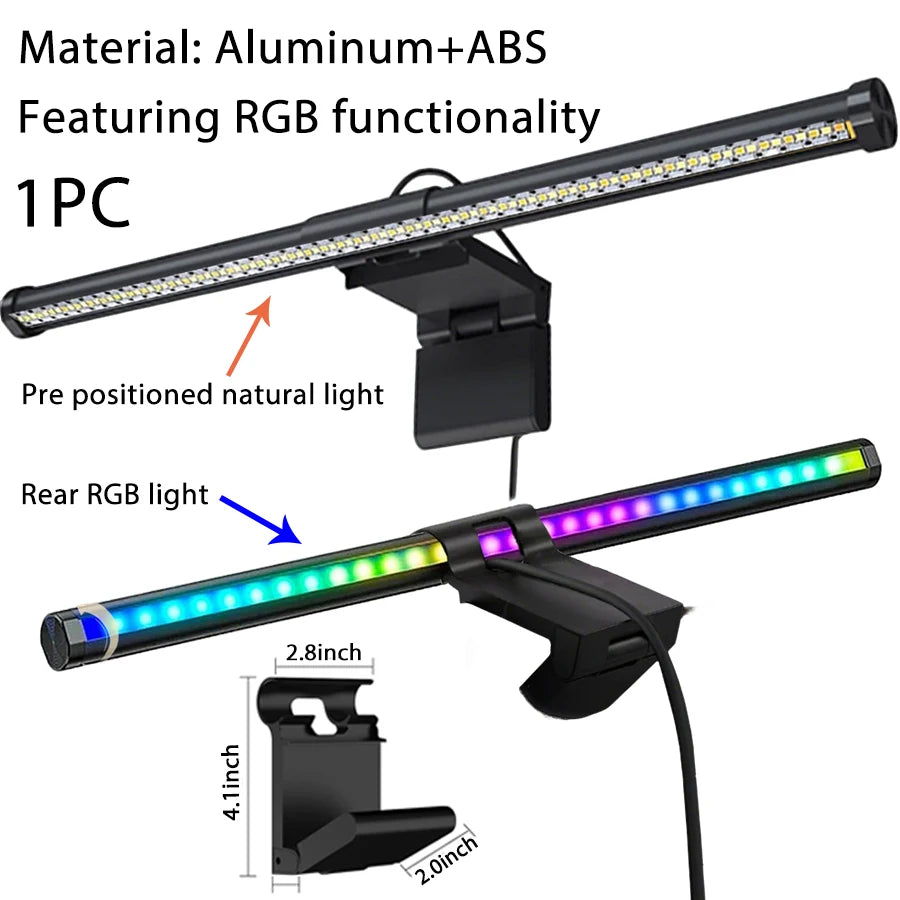 RGB Monitor Light Bar Strip Eye Care Dimmable Table Lamp for Work Game Learning Reading - Atmosphere Lighting