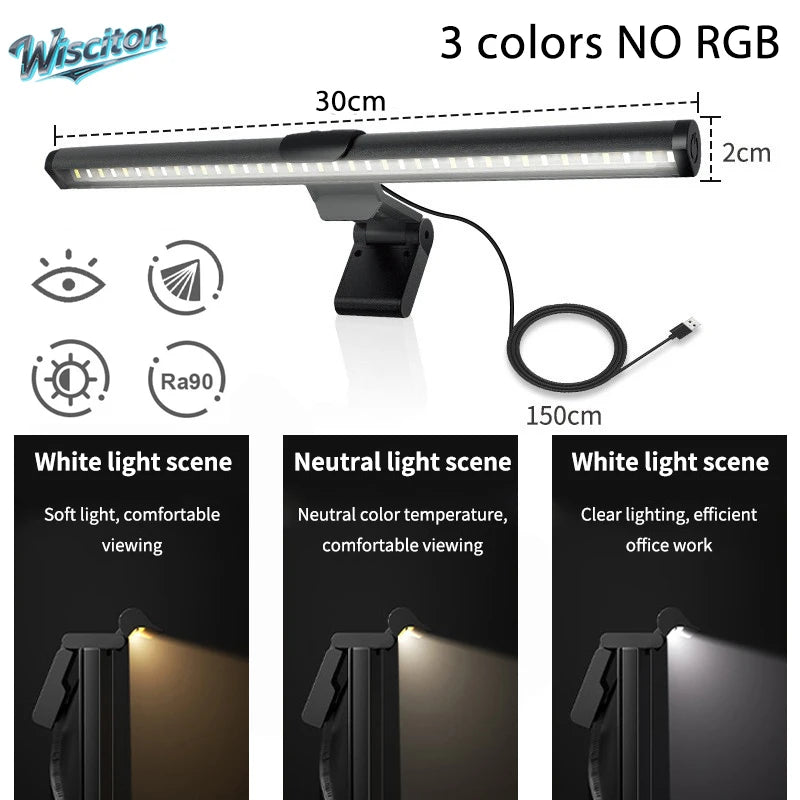 RGB Monitor Light Bar Strip Eye Care Dimmable Table Lamp for Work Game Learning Reading - Atmosphere Lighting