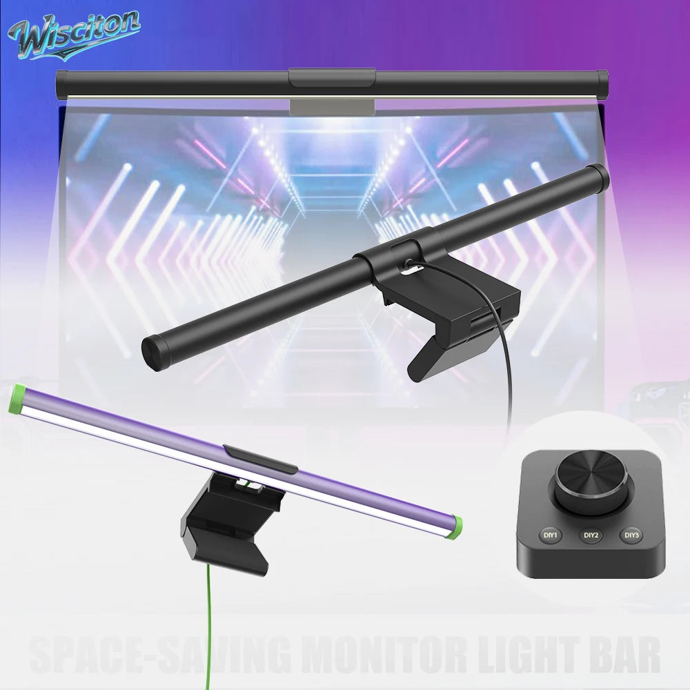 RGB Monitor Light Bar Strip Eye Care Dimmable Table Lamp for Work Game Learning Reading - Atmosphere Lighting